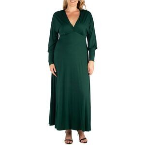 24seven Womens Plus Size Comfortable Fit Maxi Empire Dress, NWT